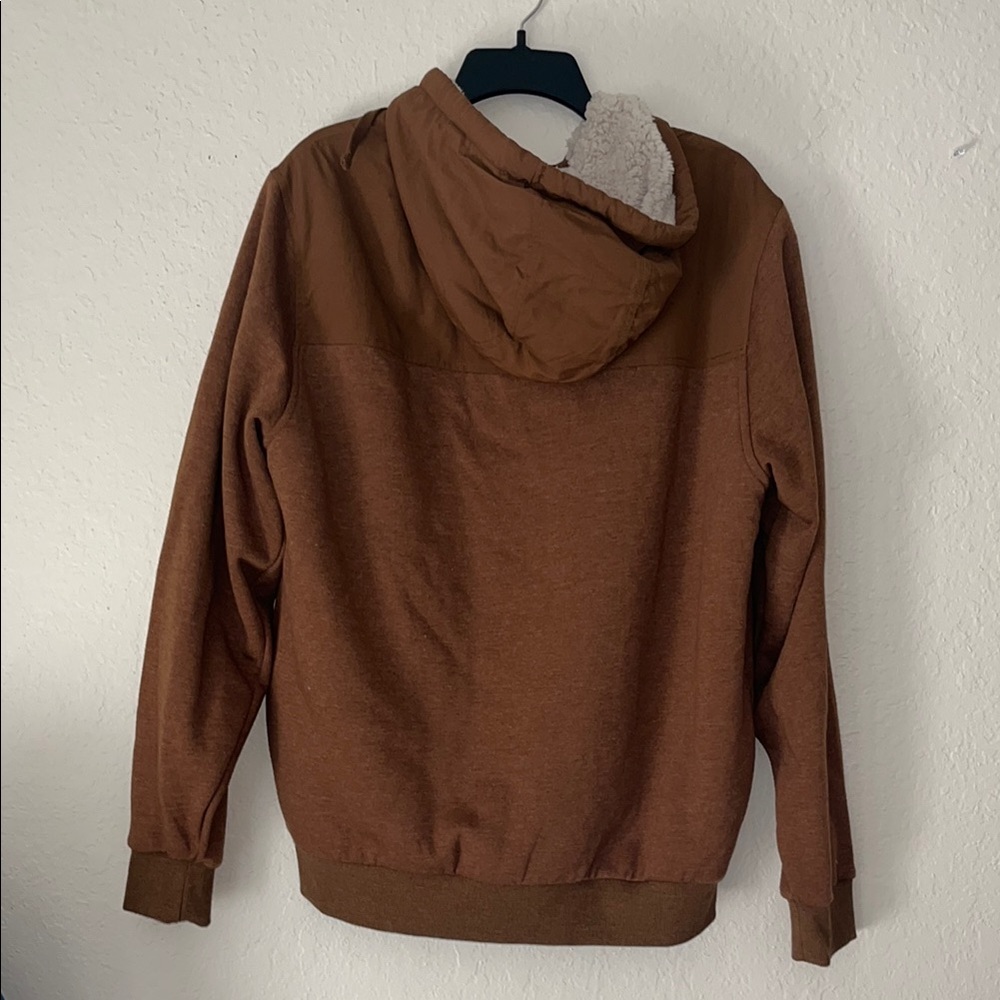 NEW Men's Unisex Coleman Brown Hooded Sweater jacket Sherpa lined nwt - Picture 6 of 9